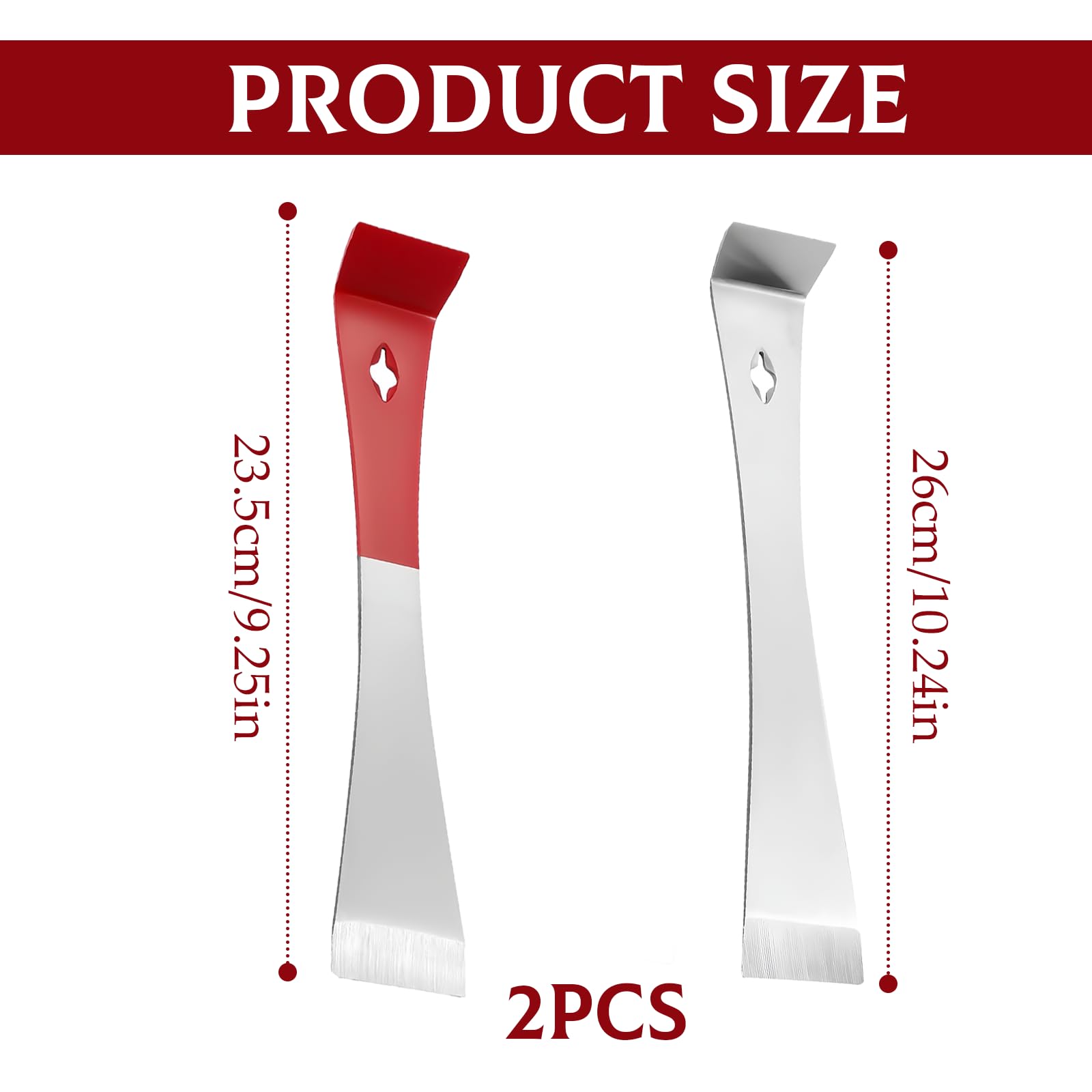 2 Pieces Stainless Steel Pry Bar,Scraper, Multi-Purpose Crow Bar, Flat Bar, for Trim Removal Lifting, Kitchen Remodeling - Image 2