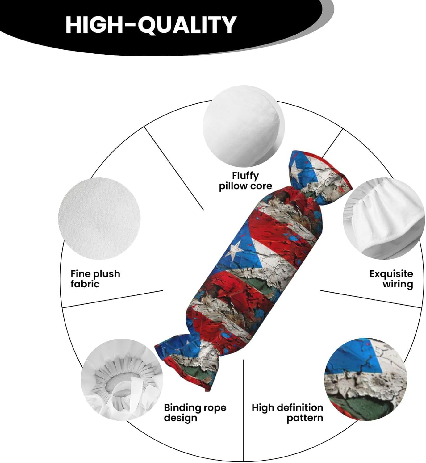 Puerto rico Wallpaper Flag Print Candy Cylindrical Pillow Round Bolster Pillows Versatile Use Decor Bedroom Travel