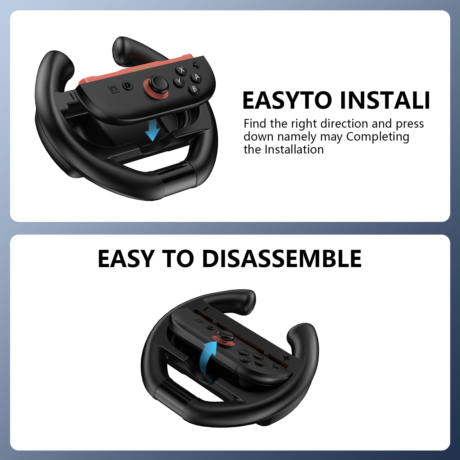 HLRAO Switch 2 Joy-Con Grip & Steering Wheels Bundle With...