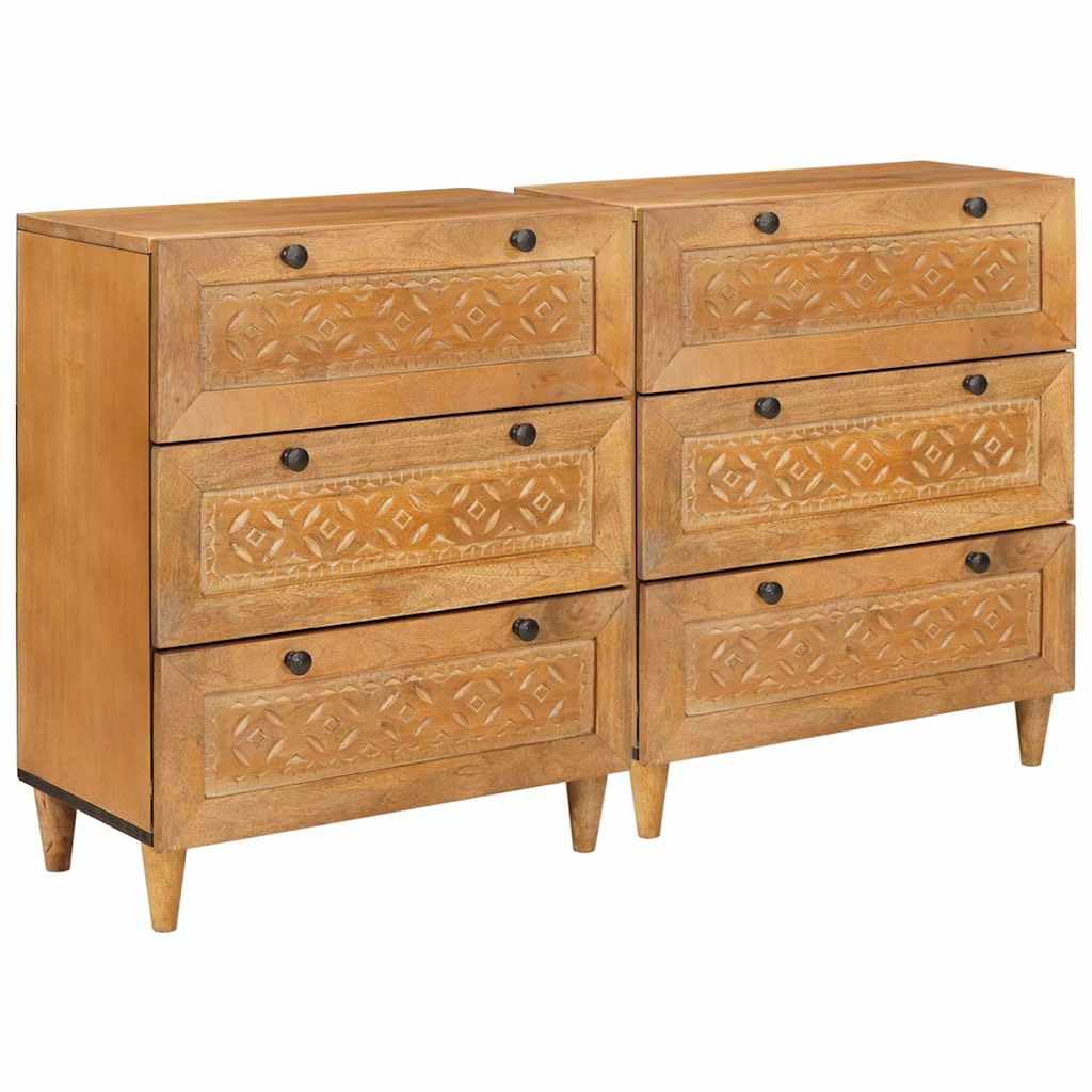 Vitrina 2 uds. 120 x 33,5 x 75 cm Madera Maciza de Mango Marrón,41.8kg-3310064