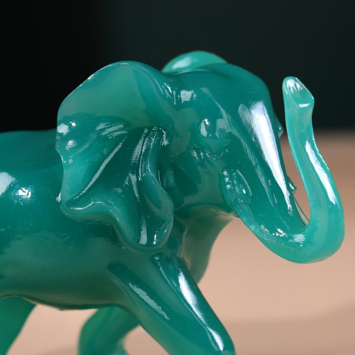 Elephant Statues Home Decor Gift - 1 Pair Wealth Lucky Elephant Figurine with Trunk Up Collectible Sculpture for Shelves, Livingroom and Bedroom - Image 5