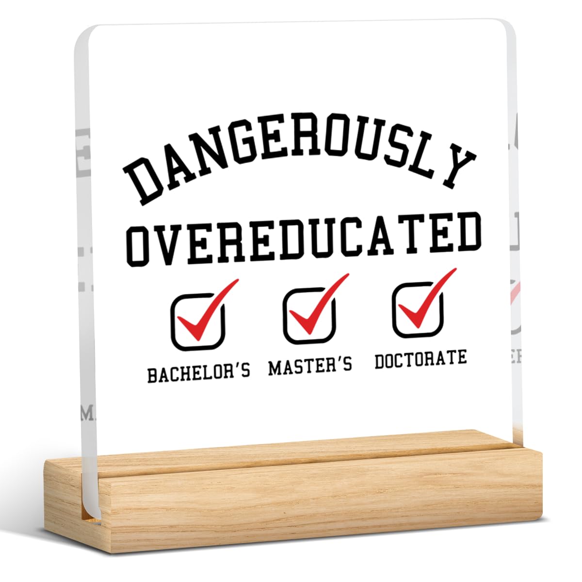 Funny PHD Graduation Gifts for Women Men Her Him Congrats Grad Sign for Doctor New Dr Doctoral Graduation Clear Acrylic Decorations Sign for Home Desk Shelves 4 X 4 Inch