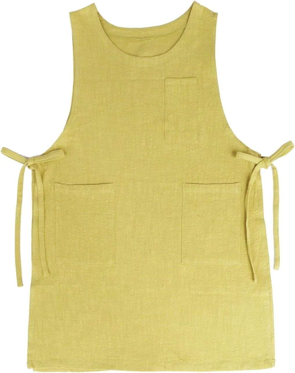 [テキスタリアン] リネンエプロン モニカ 麻 かぶるだけ おしゃれ ナチュラル 無地 ポケット付き