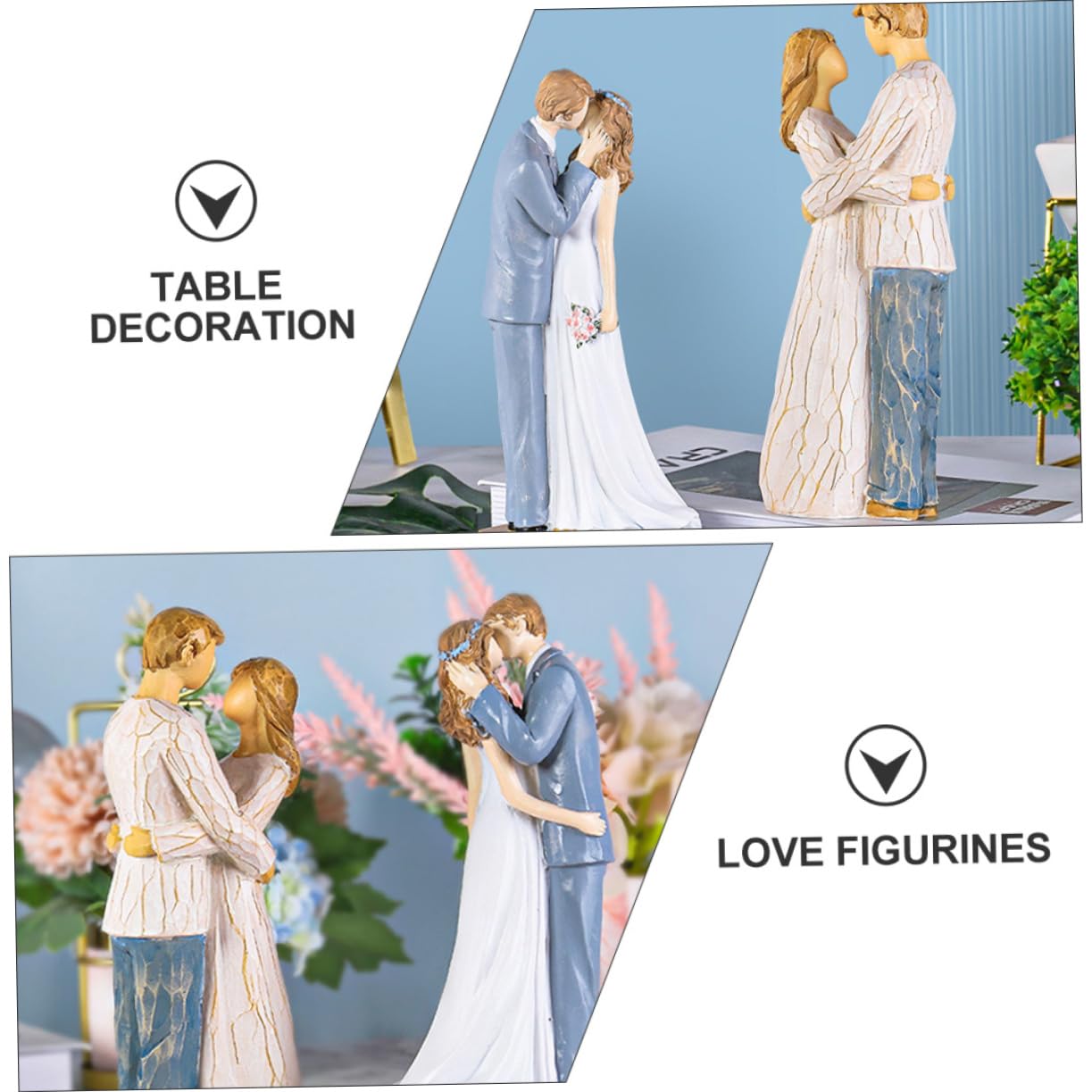 Hochzeitsskulptur aus Kunstharz Brautkleidornament als Wohnaccessoire Formstabile Hochzeitsdekoration für Tischschmuck Farbecht und Langlebig