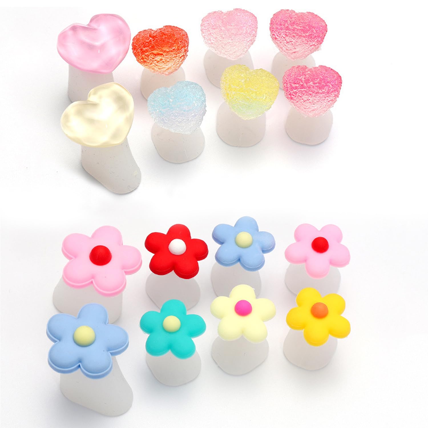 16pcs Silicone Toe Separators Flower Toe Separator Toe Nail Separators Toes Dividers Pedicures Nail Art Tools Pedicure Spacers(8pcs Small Flowers + 8pcs Heart-Shaped Jelly)