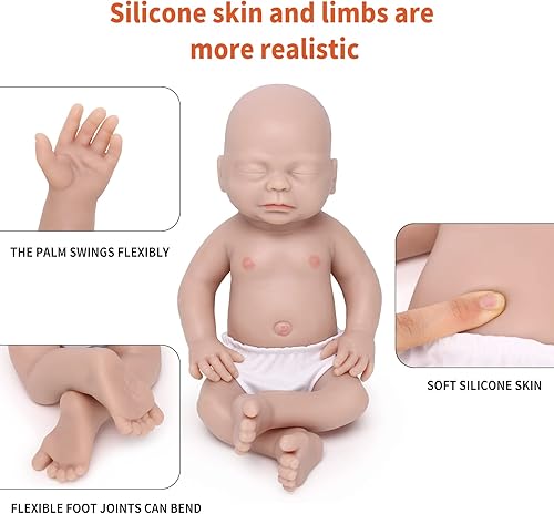Miniatura 4 de Aoizb Muñeca realista de silicona de cuerpo completo de 15 pulgadas, no muñeca de vinilo, muñeca recién nacida de silicona suave