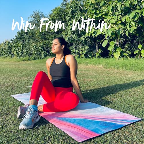 Image of Wiselife MicroFiber & Natural Rubber Yoga Mat + Carry Strap | 5MM | Extra Large Extra Wide | Anti skid Anti slip for Yoga & Workout (Abstract Marble)