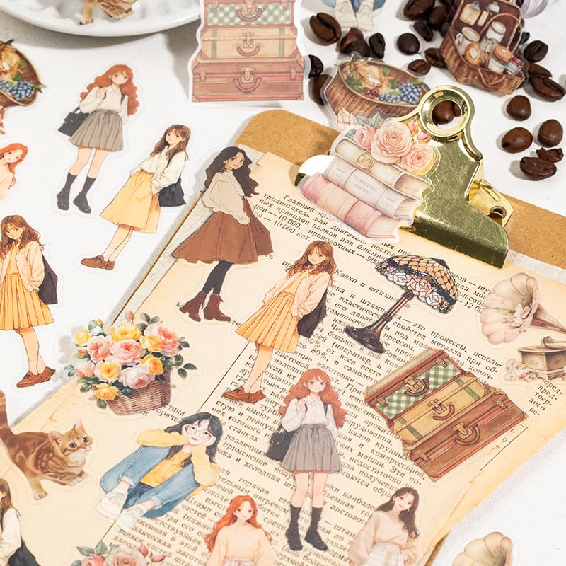 Alideco 120pcs Scrapbook Stickers Vintage Teenage Girl Flower Animal Scrapbooking Junk Journal Crafts Embelishment Decoration Stickers (chunrilaixin) - Image 3