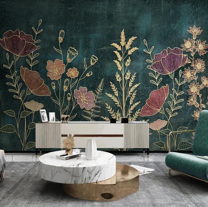 Papier peint plantes lumineuses 3D pour créer un salon scandinave chaleureux