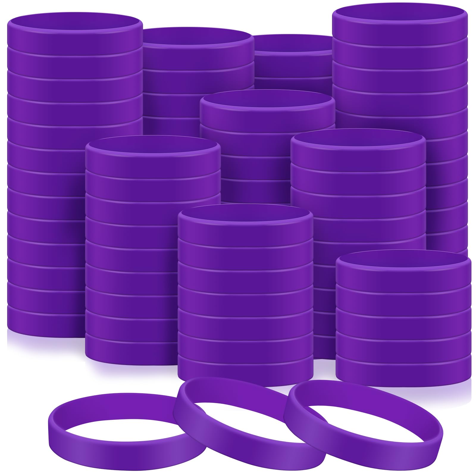 Liliful 200-piece Blank Silicone Rubber Wristbands Bracelets - Bulk Elastic Silicone Wristbands Suitable for Team Events, Parties, and Stocking