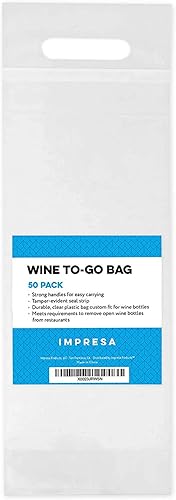 Miniatura 6 de IMPRESA Plastic Wine Bags - Sealable Wine Bags & Tamper-Proof Seal - For Housewarming Gifts - Pack of 50, With Handles - Fits 25 Oz Bottles