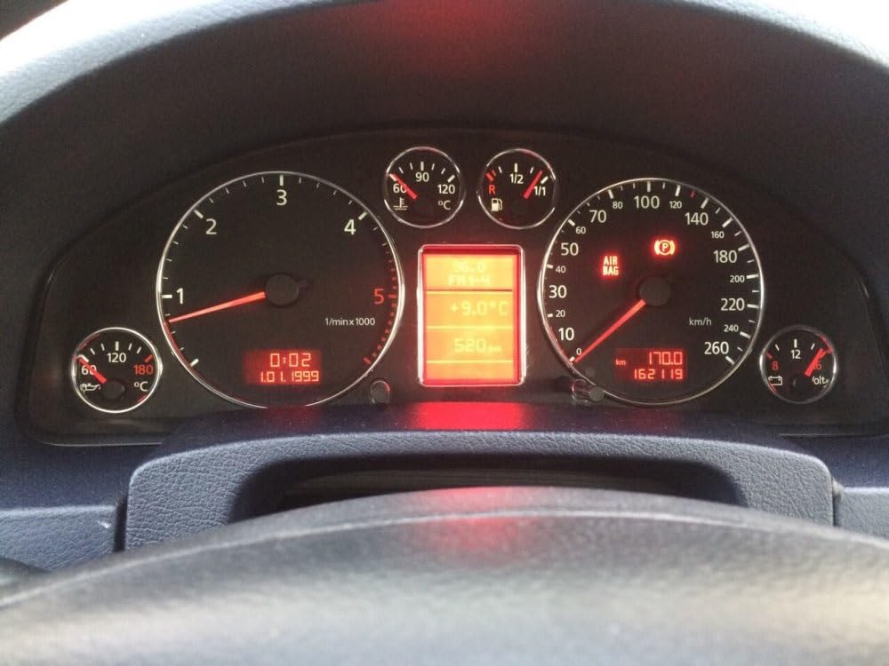 Anneau de Cadran de jauge de Compteur de Vitesse chromé, Anneau de Tableau de Bord for Audi A3 8L A4 8D B5 A6 4B C5