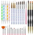 31PCS Nail Art Brushes, Nail Art Tool Set, Double Ended Nail Dotting Tools, Nail Dust Brush, Striping Nail Art Brushes for Long Lines, Nail Drawing Pen For Nail Design