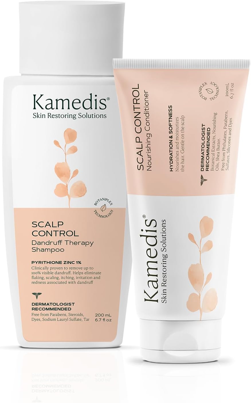 KAMEDIS Anti-Dandruff Therapy Shampoo & Nourishing Hair Conditioner Set - Clinically Proven Relief For Dry, itchy, Sensitive & Damaged Scalp. Contains Zinc Pyrithione, Shea Butter & Argan Oil. (2pk)