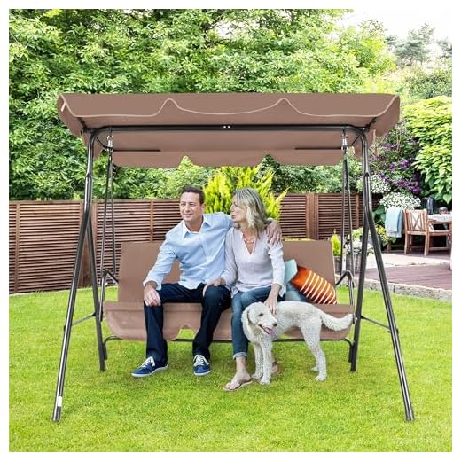 GARTOO 3-Seat Patio Swing Chair