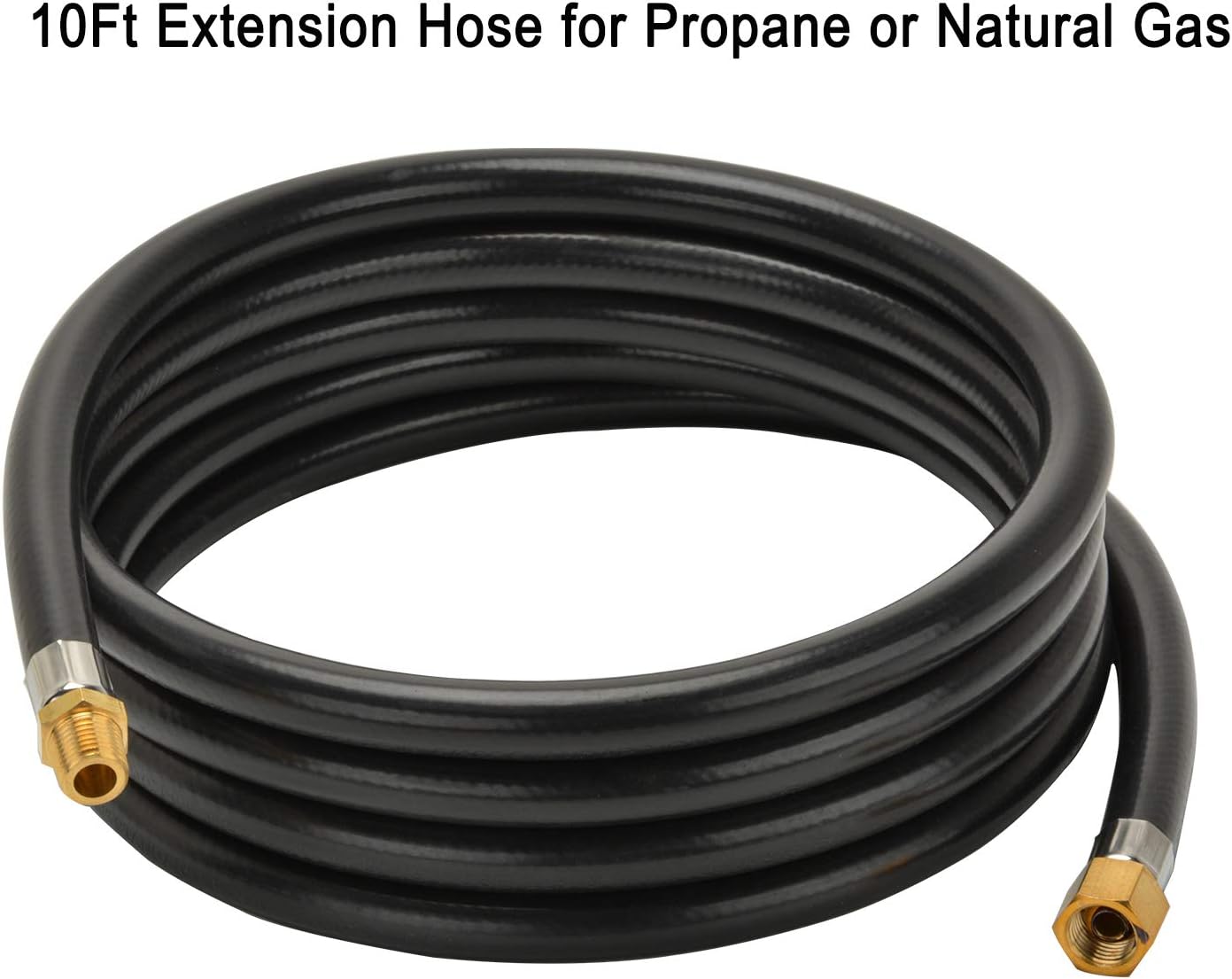 only fire 10 Ft Propane Extension/Appliance Hose, 1/4" Male NPT x 1/4" Female Ball Seat Pipe Swivel Fitting Propane Hose for RV, Gas Grill, Fire Pit, Turkey Fryers, Camper