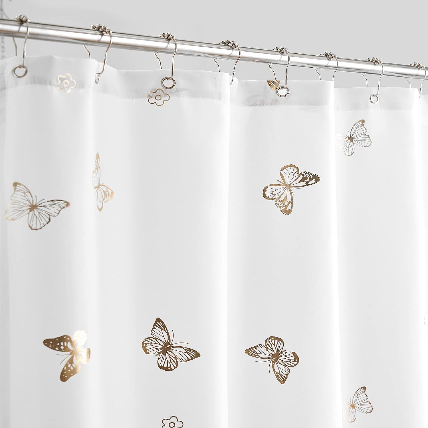 Jubilantex Gold Butterfly Print Shower Curtain 70x72 1Panel 12 Grommets