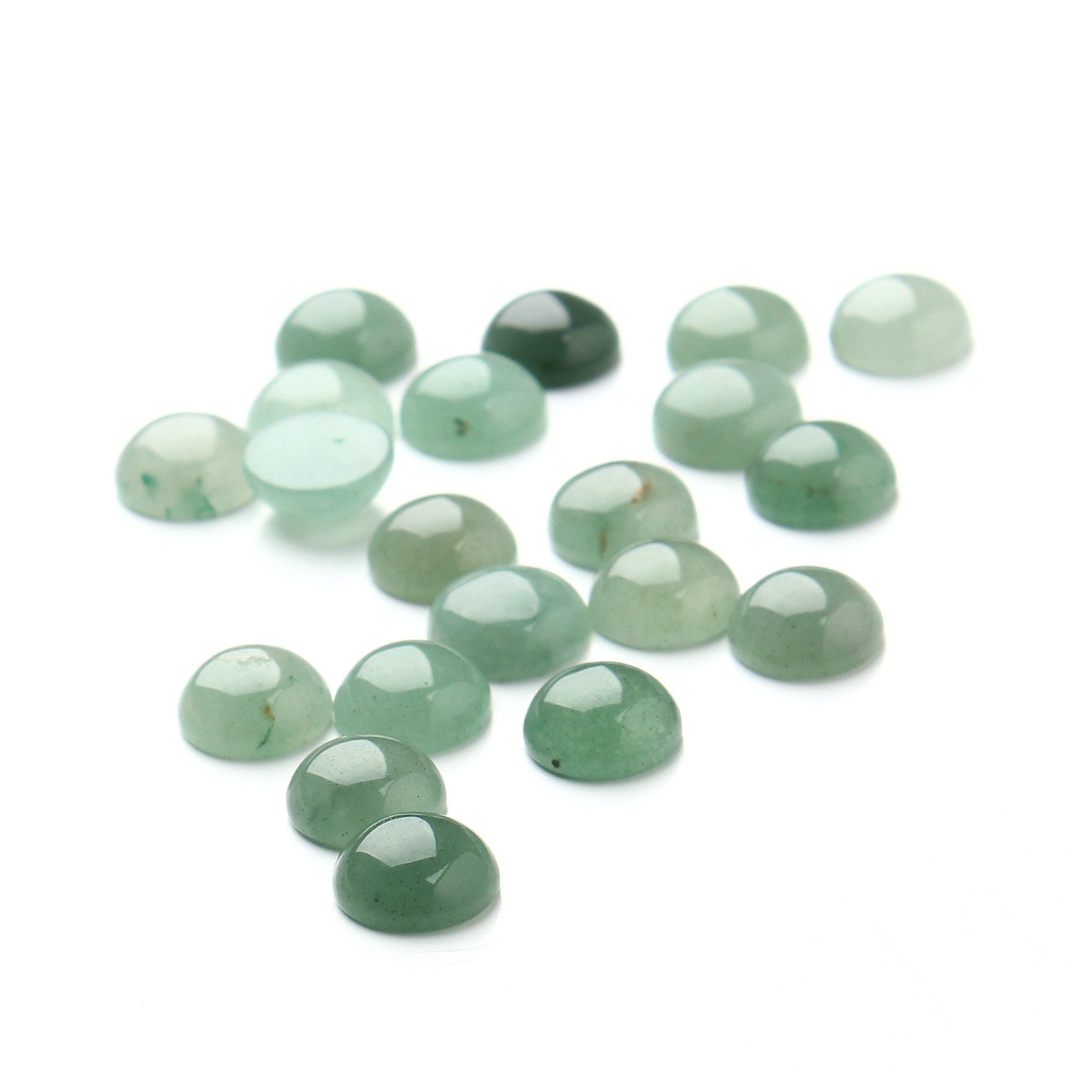 JJG 20pcs 12mm Natural Stone Round Cabochons Flatbacks Green Aventurine Gemstone Dome Cameos