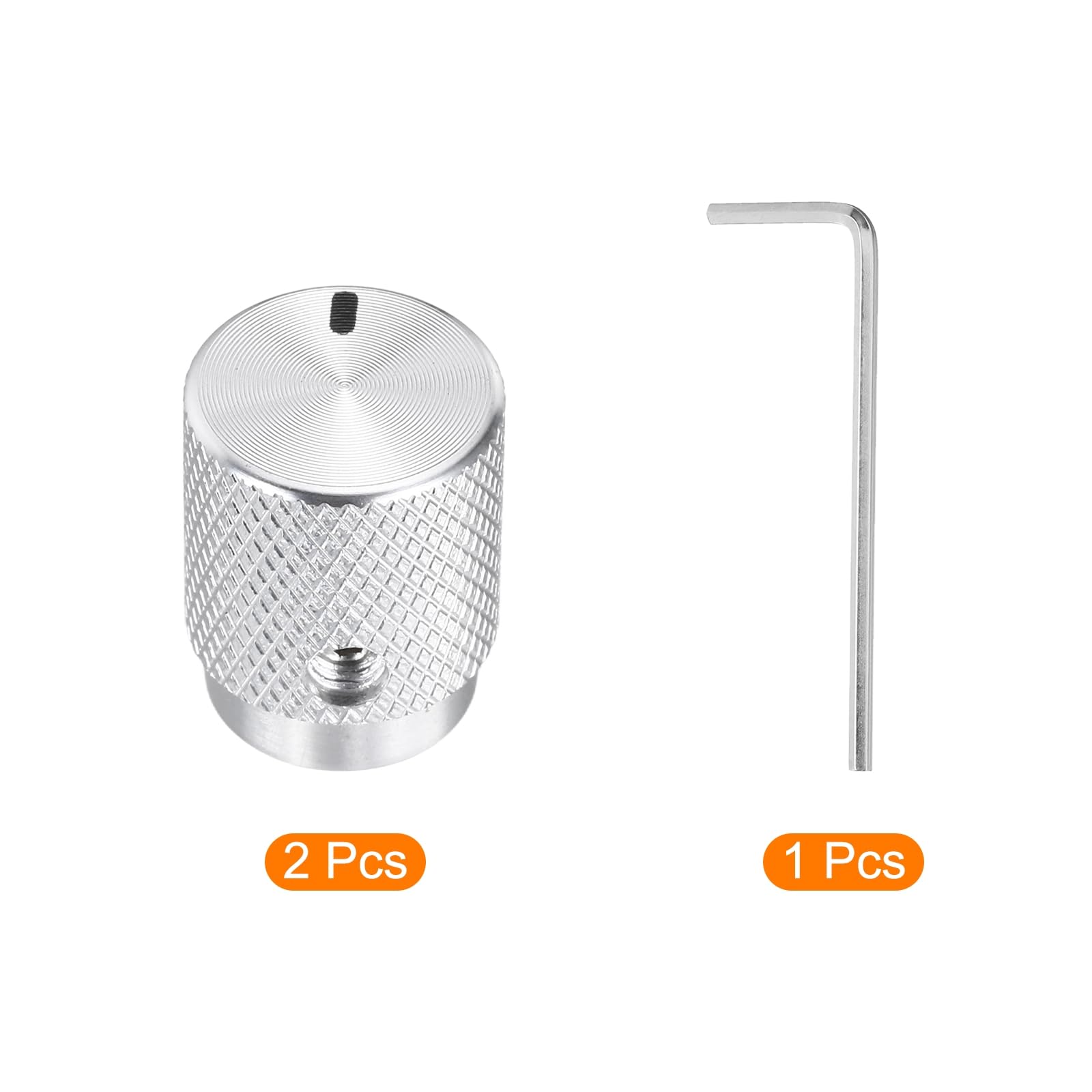 QUARKZMAN 2 sztuki aluminiowych przycisków potencjometru, 6 mm x 12,5 mm x 16 mm, uniwersalny regulator głośności, przyciski z kluczem płaskim, do gitary, basu, jasnego srebra