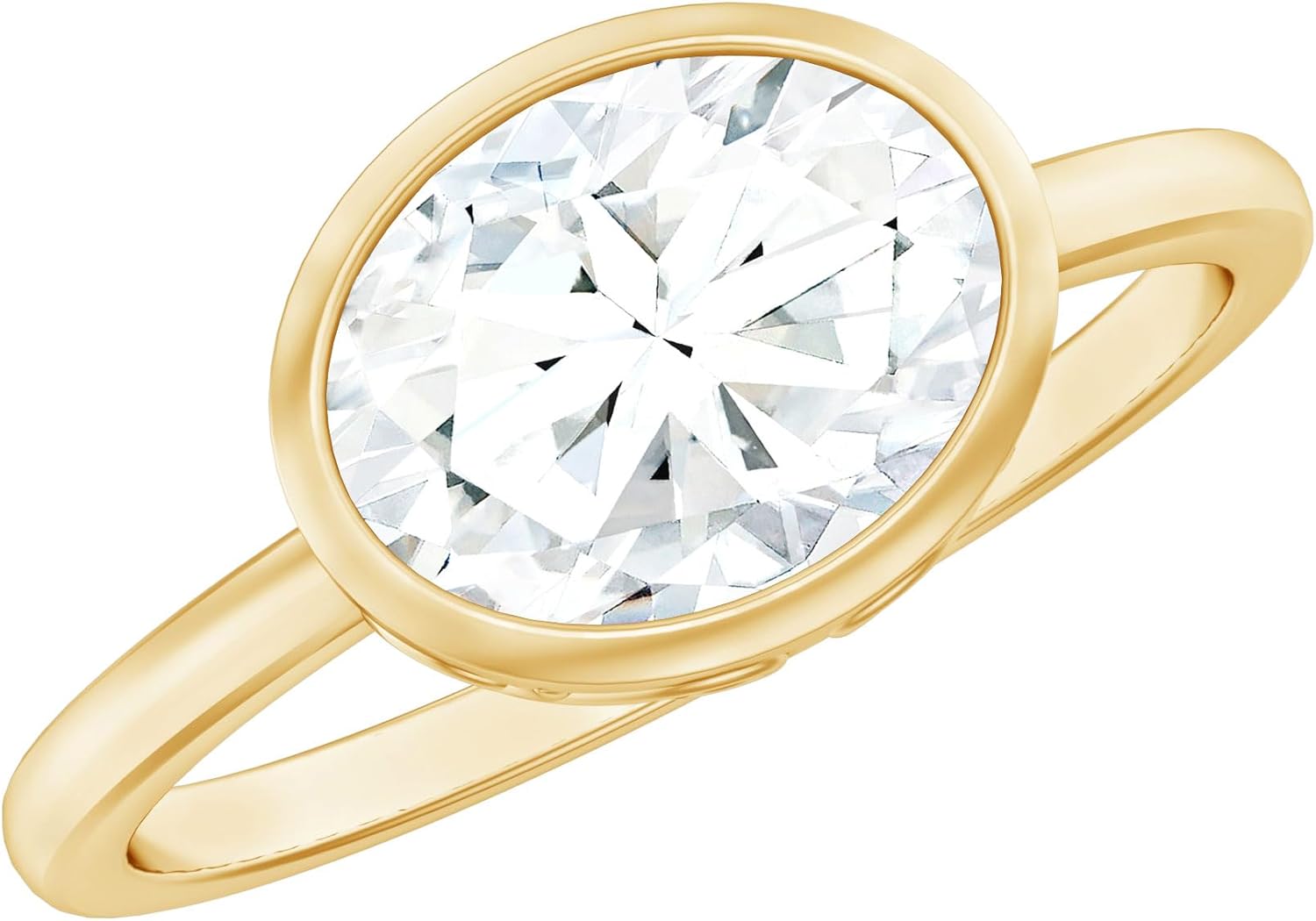 Certified Moissanite 7X9 mm Oval Engagement Ring, D-Vs1 Quality, Moissanite East West Ring (Ready to Gift)