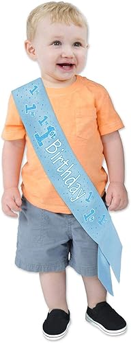 Miniatura 10 de Beistle Mini centro de mesa en cascada de 1er cumpleaños, 7 12 pulgadas, azulblancoplateado