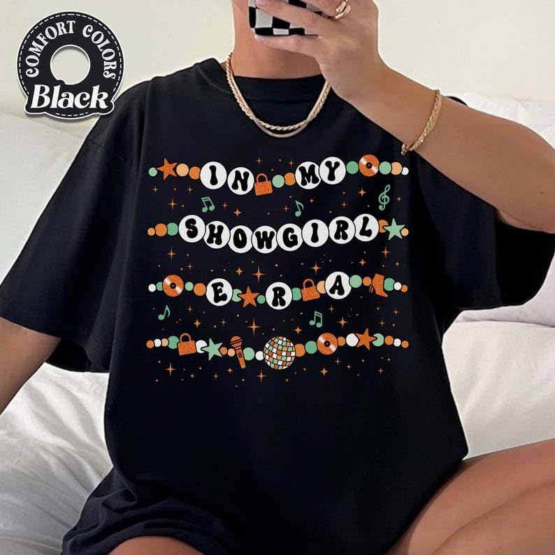 Friendship Bracelet Showgirl Comfort Colors T-Shirt, in My Showgirl Era Tee, New Album 2025 Fan Gift, Country Music Tour Merch Multi3