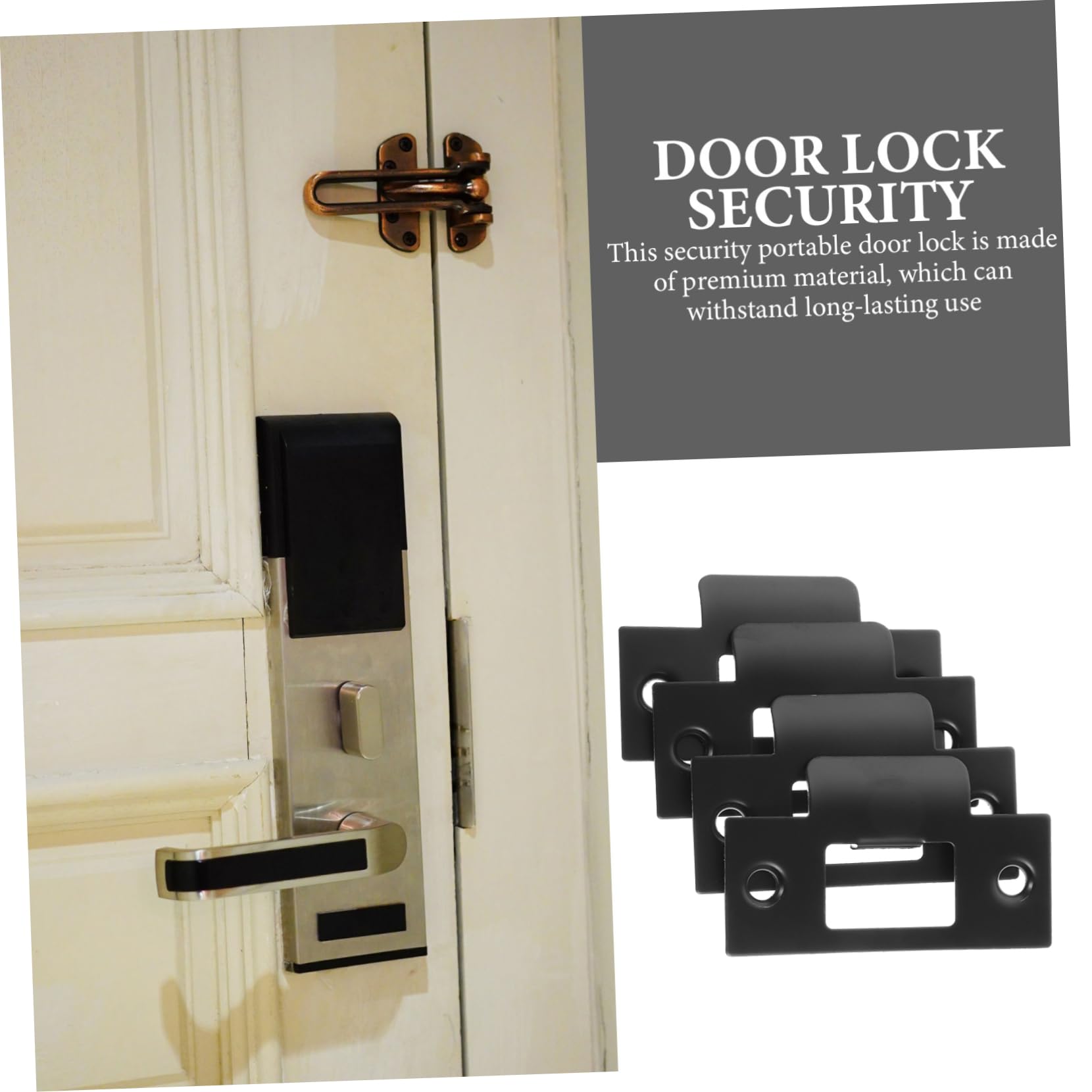 SHINEOFI 5 Ensembles Plaques De Renforcement Inoxydable Pour Serrures De Porte De Compatibles Avec Serrures À Pêne Accessoires De Porte Intérieure 4 Pièces * 5