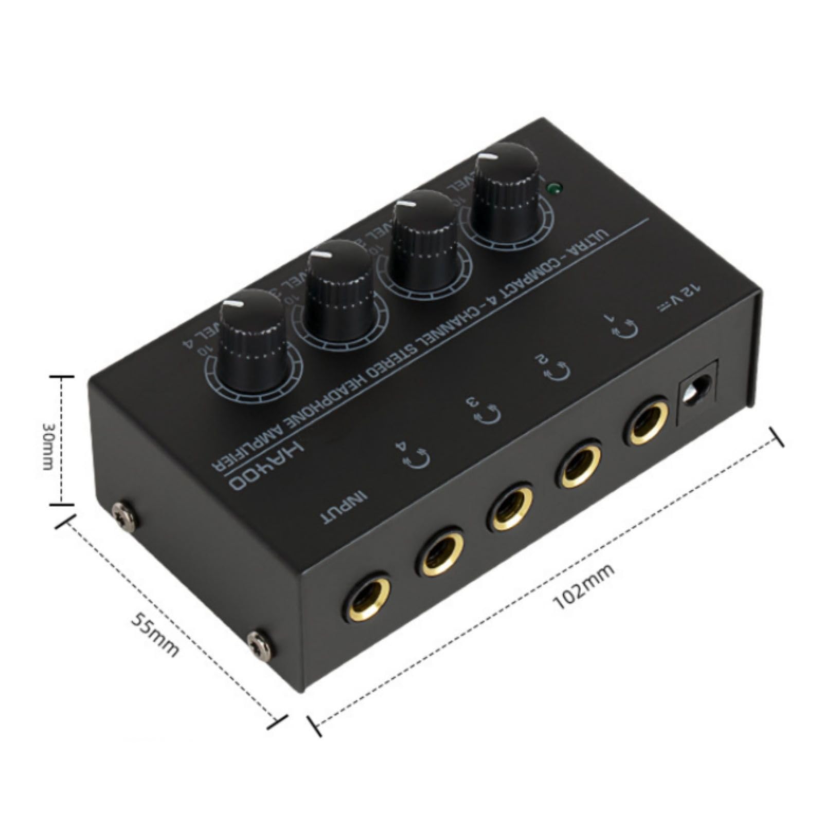 4 Channel Ultra-Compact Headphone Audio Amplifier, 6.35mm Jacks
