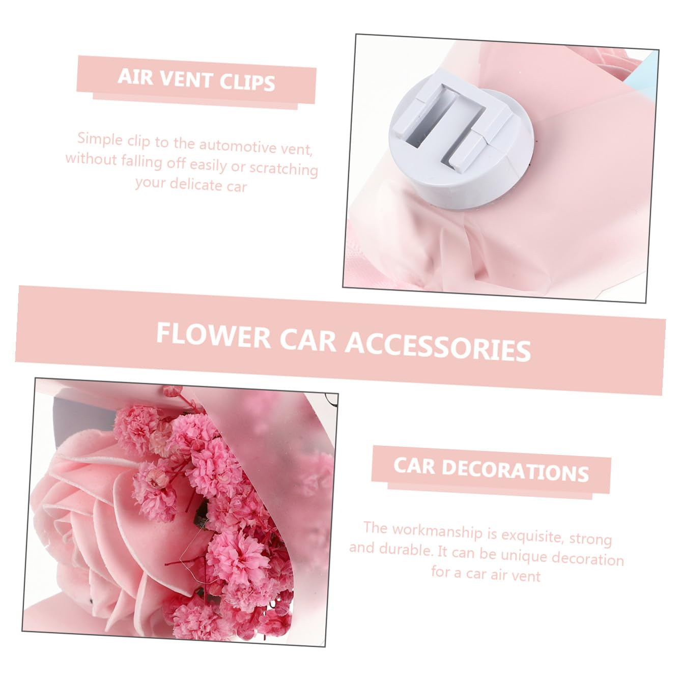 Gatuida 4pezzi Fiori Secchi Profumati Per Auto Clip Decorativa Per Bocchetta Aria Accessori Interni Stile Fresco Per Donne e Ambienti Vari