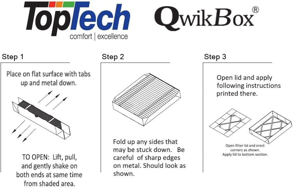 Diagram showing the collapsed filter being opened, with arrows indicating pulling from shaded areas.