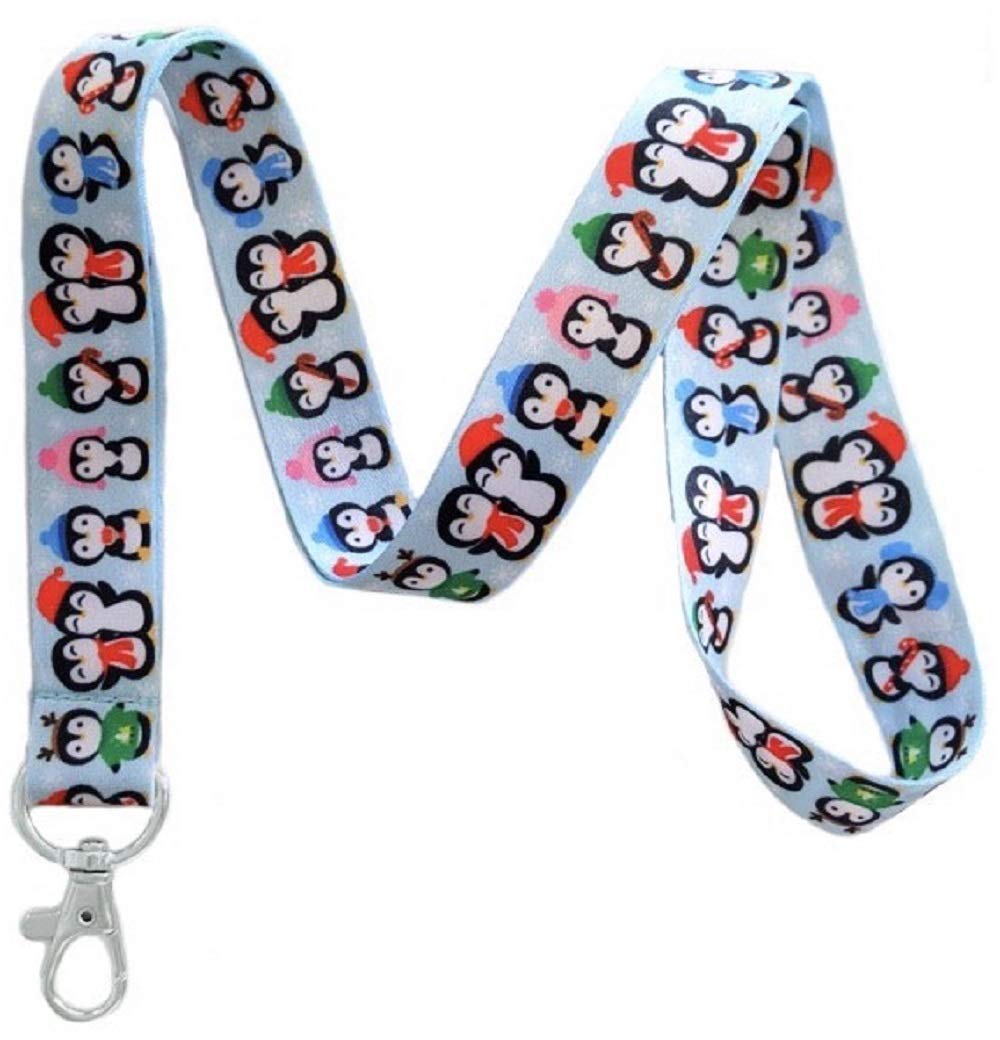 Cheerful Penguins Lanyard Keychain Id Holder