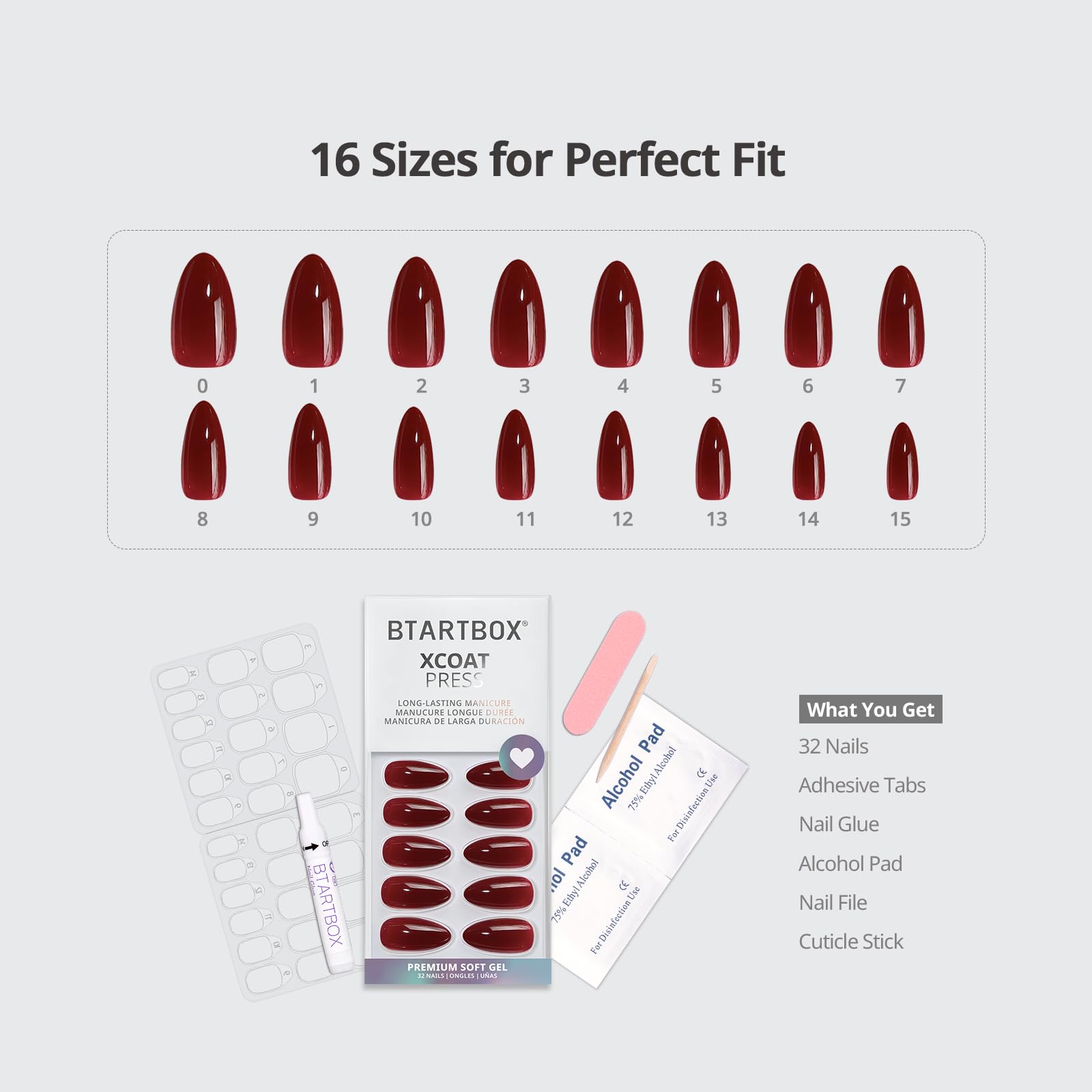 BTArtbox Press On Nails French Tips - 32 Pcs Short Square False Nails With Nail Glue and Adhesive Nail Tabs, No Fade Out Stick On Nails in 16 Sizes, Soft Gel Fake Nail for Women, Classic White — view 126