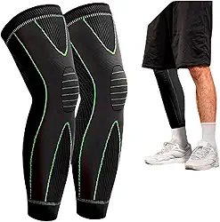 Kit 2 Meias de Compressão para Circulação, Alívio de Varizes e Inchaço, Suporte Total para Pernas, Preto com Verde