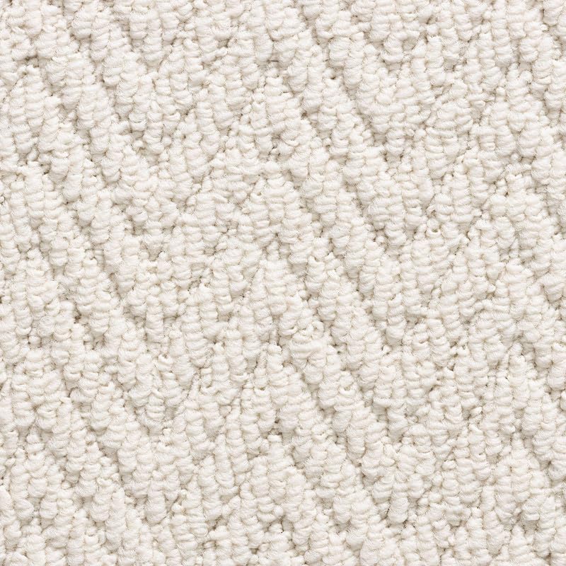 Tuda Carpets | Havana Herringbone 6mm Pile Budget Carpet with Felt Backing, 8.4mm Total Height | Ivory (5111) - 4m x 5m (13ft1" x 16ft4")