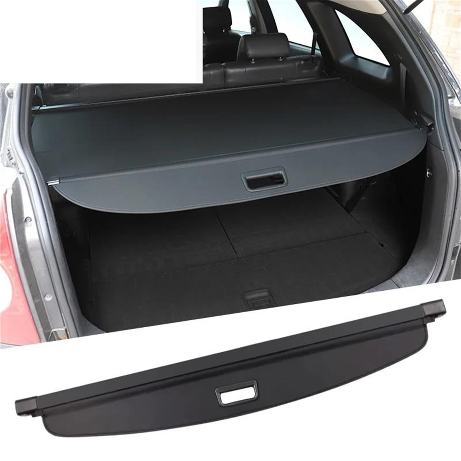Plage Arrière pour VW pour Touran 2005-2015 Couverture De Coffre Rétractable Noir Bouclier Étanche Accessoires De Voiture(Look de Carbone)