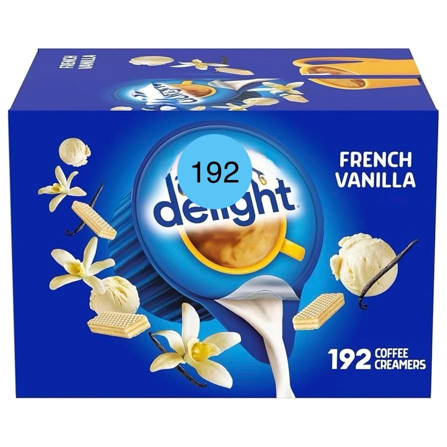 French Vanilla Creamer - Coffee Creamers Singles, 192 Creamer Singles Included Great for Offices, Restaurants, Coffee, Bar, Gift and Homes.