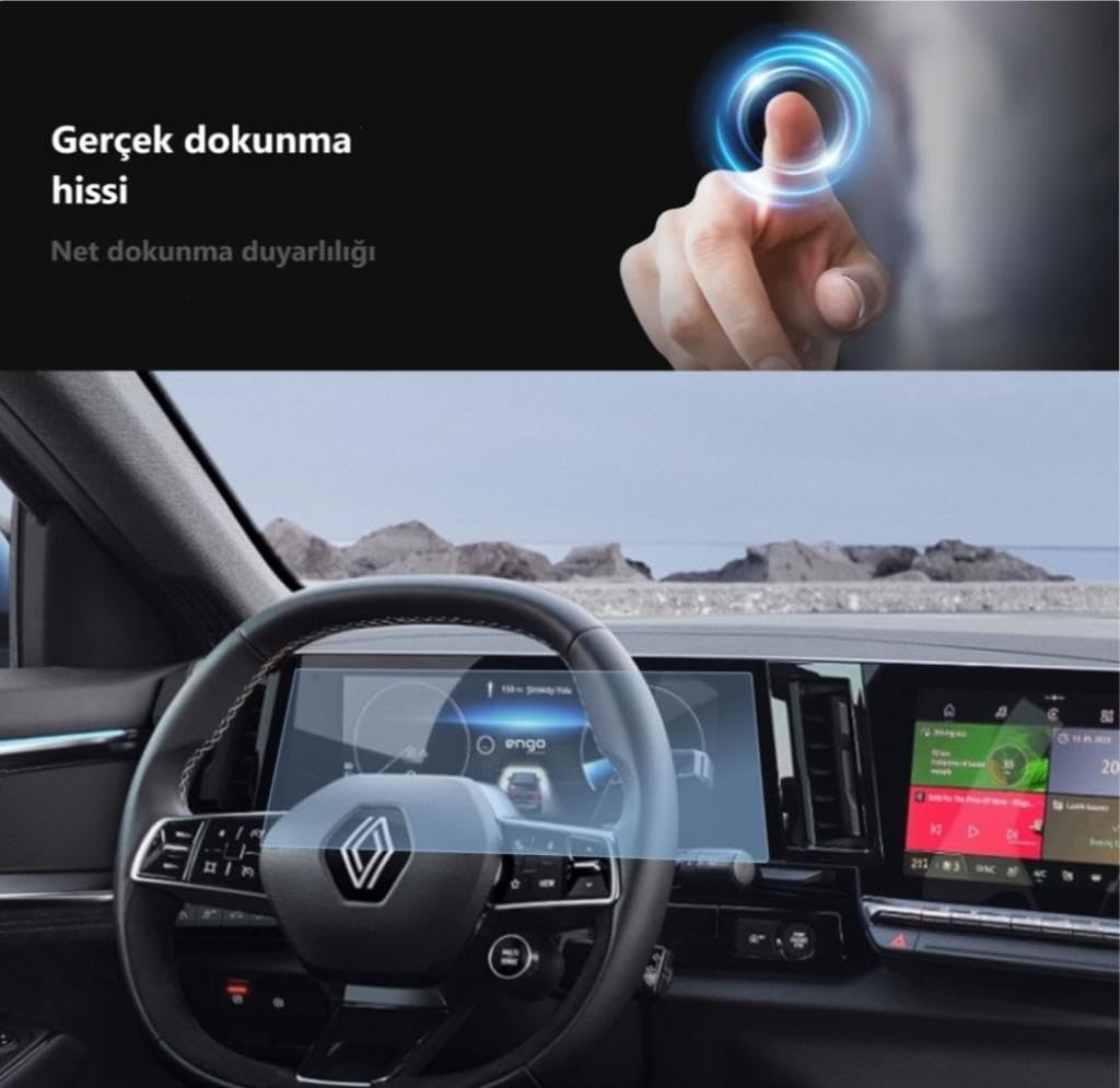 Engo Renault Megane E-Tech 12.3 İnç Dijital Gösterge İle Uyumlu Ekran Koruyucu Nano