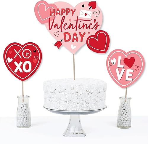 Miniatura 4 de 15 piezas de centros de mesa de San Valentín con diseño de palitos de feliz día de San Valentín, decoración de fiesta de San Valentín, centros de