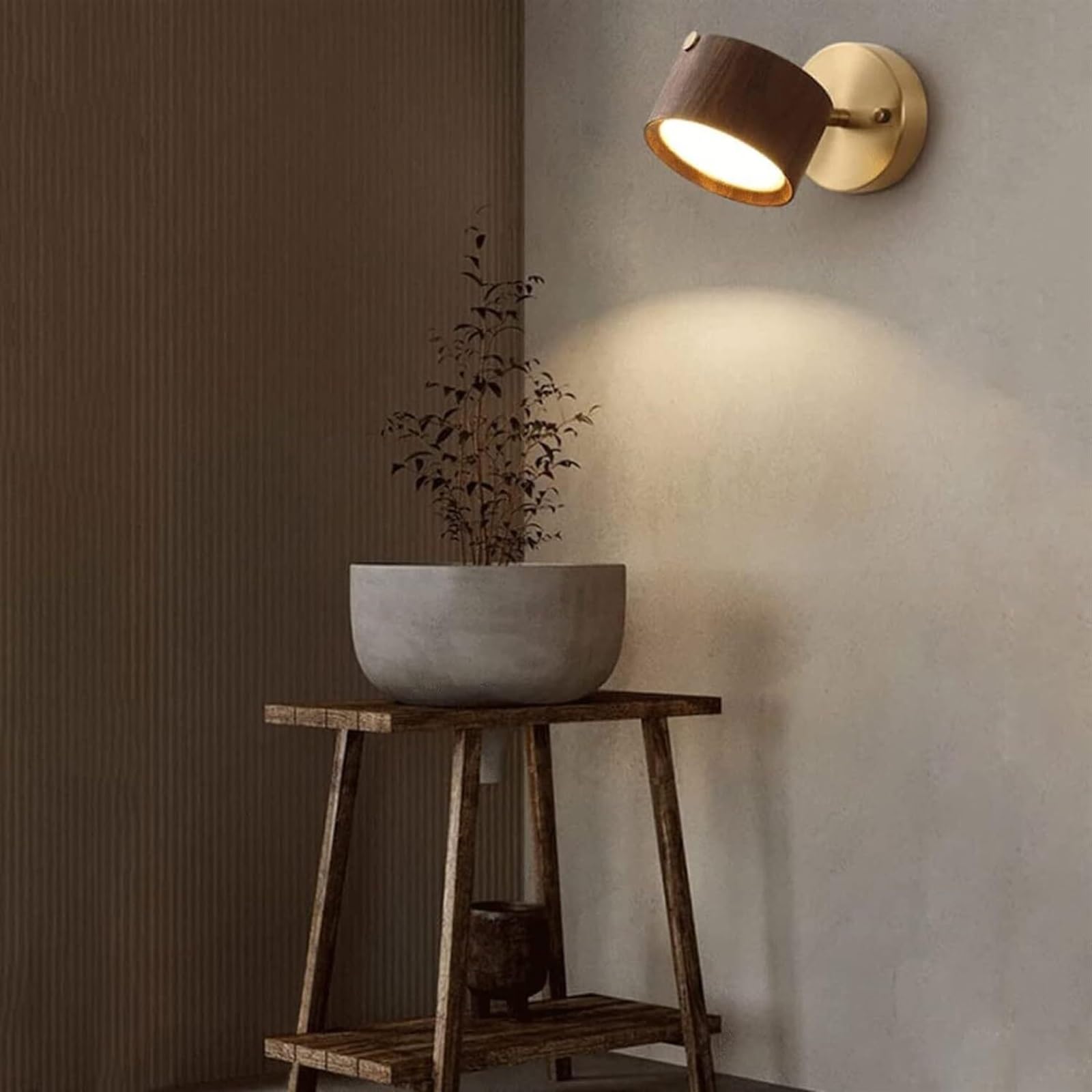 Luce da Muro Lampada da Parete di Fondo con Luce in Rame Noce, A LED 5 W per Camera Letto, Attenuazione Una Interruttore A Lampada Parete Interno