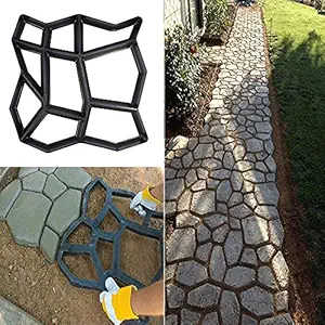 RHYDON Path Maker, Plus Size: 13 x 13 x 1.8 inch Pathmate Stone Moldings Paving Pavement Concrete Molds and Foams Stepping Stone Paver Walk Way Cement Mold(Black)