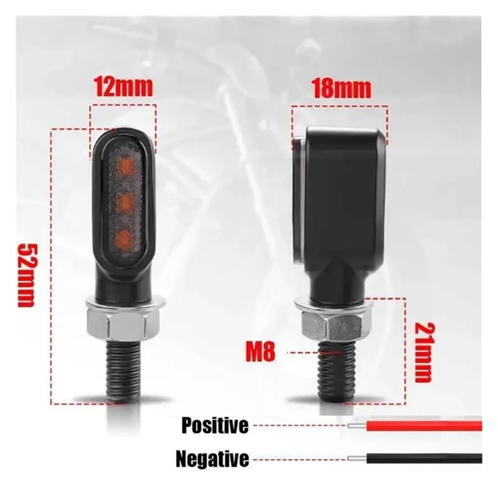 Luci Direzione Moto Accessori Moto Universali Metallo LED Mini Indicatore Di Direzione Ambra DRL Lampeggiante 2 Fili 12V Affumicato Per M8