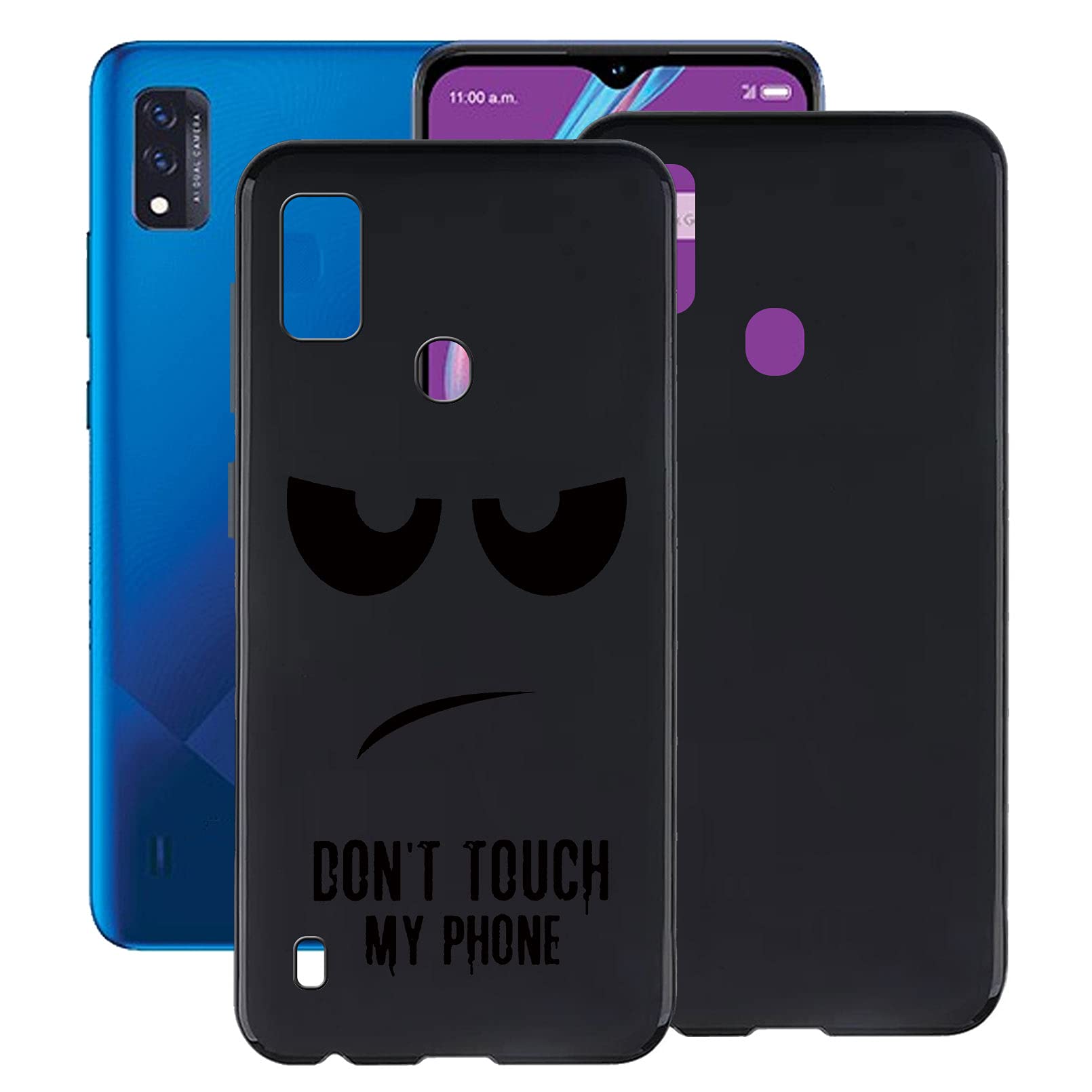 Custodia Per ZTE Blade A51 (6,52") – 2 Pezzi Cover In Silicone Morbido TPU Ultra Sottile Antiurto, Nero