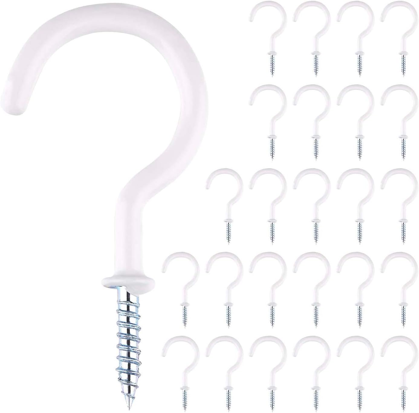 SEQUAL® 18 Pack White 25mm PVC Cup Hooks, Cup Hook, Ceiling Hook, Mug
