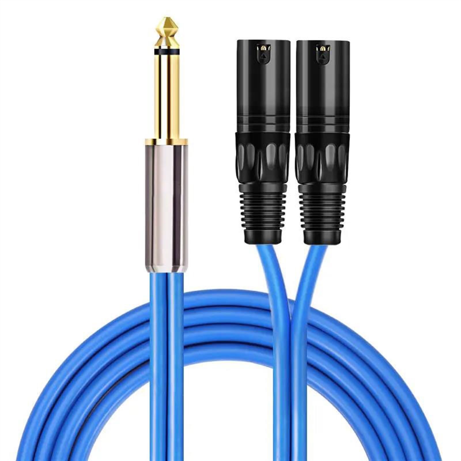 Kabel instrumentowy Kabel Premium 6,35 Mm Do 2*XLR 3-stykowy Do Miksera Dźwięku Gitarowego, 1/4" TS Jack Do Podwójnego Zwykłego Kabla OFC(75cm)