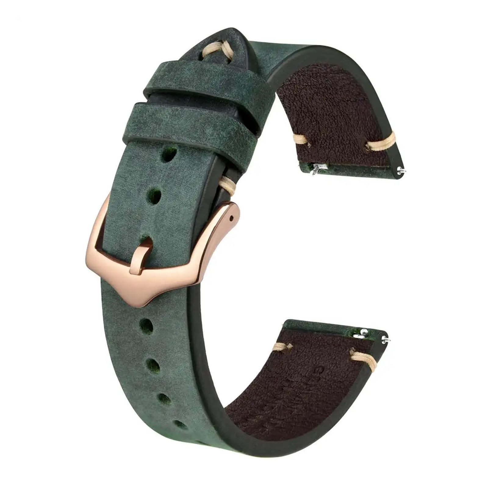 Bracelet de montre, 5 couleurs, en cuir véritable, avec boucle