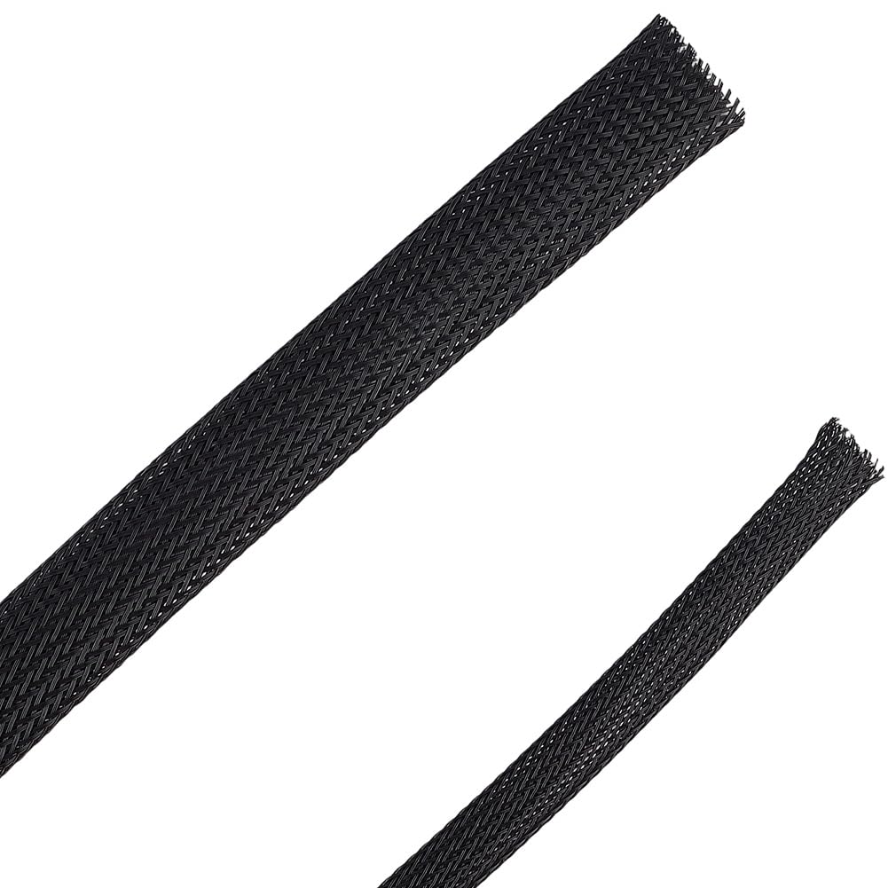 CABODYALS 2 Styles 20M Black Mesh Wire Cover Ribbon Decor Protector Loom Tubing Cable Wrapping Sleeves Polyester Covering Braid Ribbons for Home Kitchen Theater Tv Computer Diy Crafts Supplies