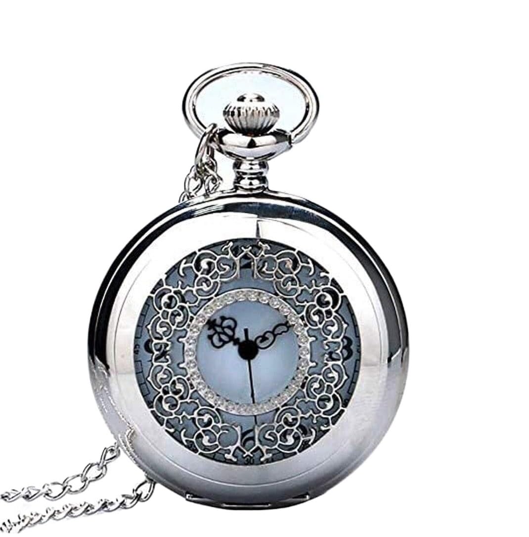 Montre De Poche HALAHAI Argentée - Mouvement Quartz, Cadran 48 Mm, Chaîne Incluse