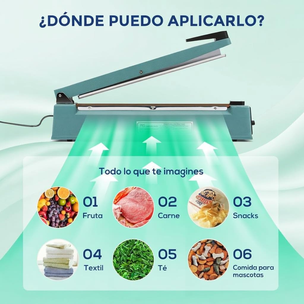 Selladora de Bolsas de Plástico 300mm Sellador Térmico Profesional Bolsas de Polietileno/de Papel de Aluminio y Kraft plastificado, plastico retráctil | No hace vacio | con kit resistencia repuesto
