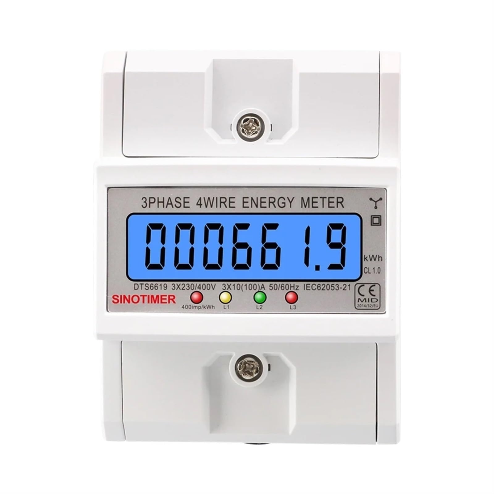 230/400V 100A LCD Digital Display Multimeter Backlight Power Meter Energy Meter Smart Electric Meter 3 Phase Wattmeter Kwh Meter(220V with WhiteShell)