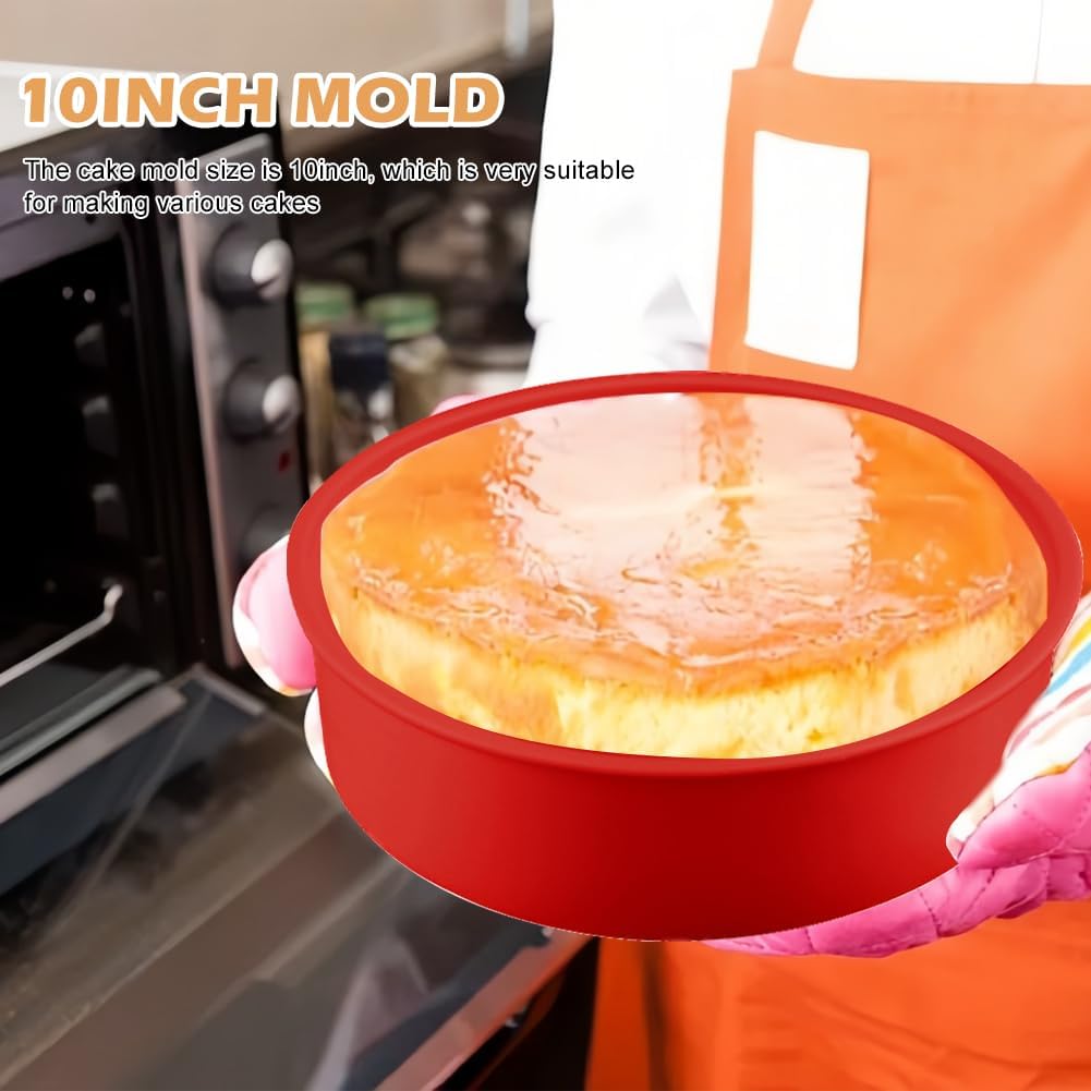 LOQJSS Cheesecake Pan Protector 10‘’ Round Springform Pan Silicone Cheesecake Water Bath Pan Round Cake Pan Baking Mold Preventing Water from Entering the Spring Form Pan(SIZE:10inch/red)